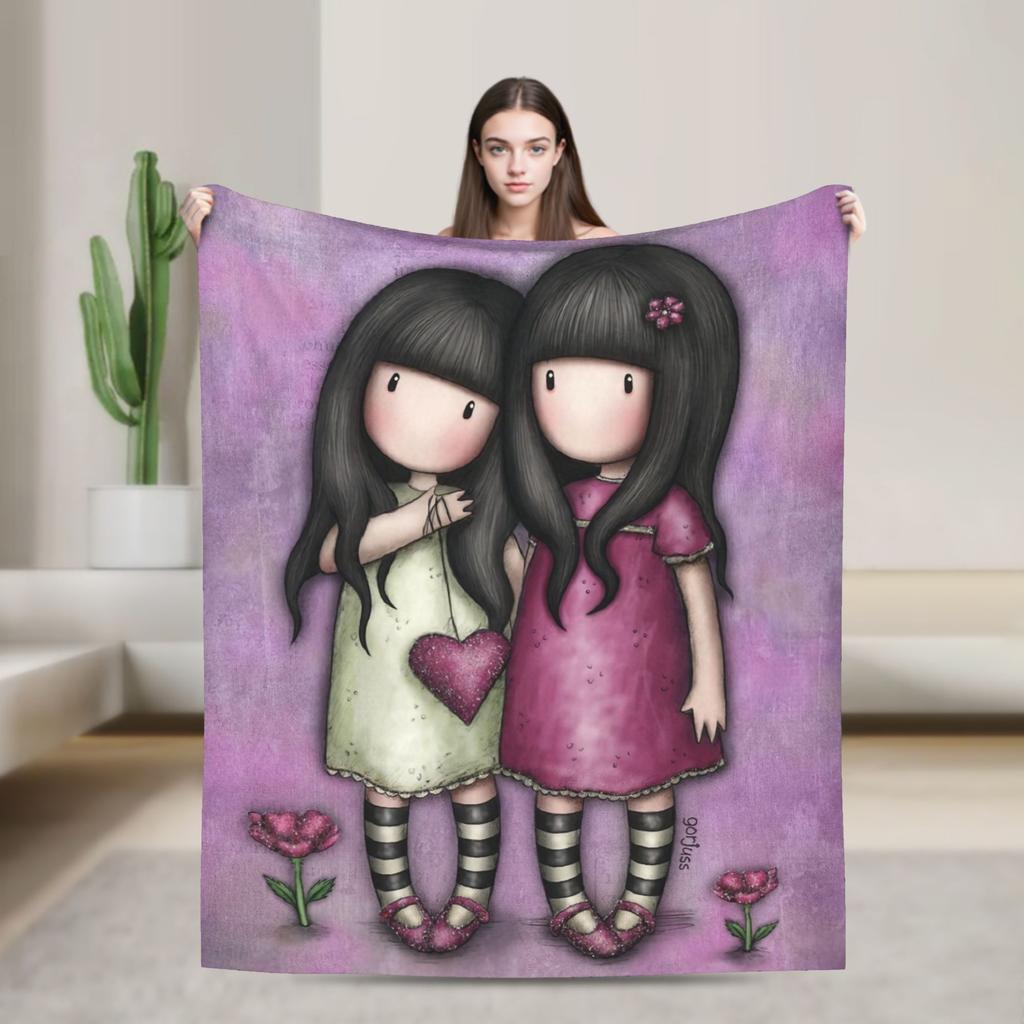 Cute S-Santorod Girl Cartoon Wool Blankets Custom Throw Blanket for Sofa Bedding Lounge 200x150cm Bedspreads