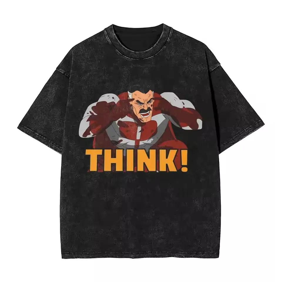 Invincible Gda Logo Graphic Tshirt Vintage Washed Superhero Anime Unisex Oversized Crew Neck Cotton Short Sleeve Tee Tops