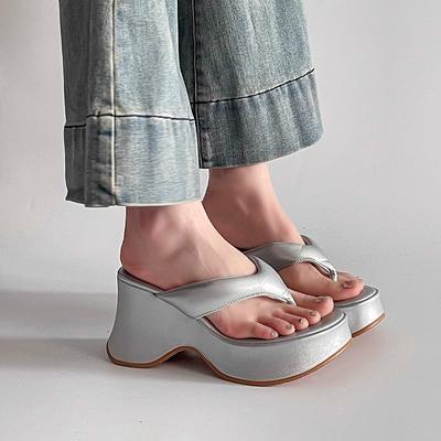 Простые и милые вьетнамки с розовым толстым дном из корня лотоса для женщин, весна-лето, новые, с круглым носком, с кексовой подошвой, классные тапочки