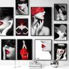 Red Lips Black White Fashion Wall Art Poster Print Sexy Model Girl Wall Art Nordic Picture Canvas Painting Home Decoration Art