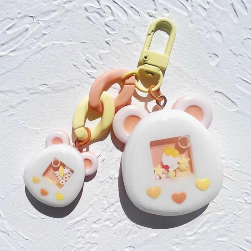 Glossy Geometry Cute Bear Ornament Silicone Epoxy Resin Mold Keychain Pendant Jewelry for Bag Decorations Craft