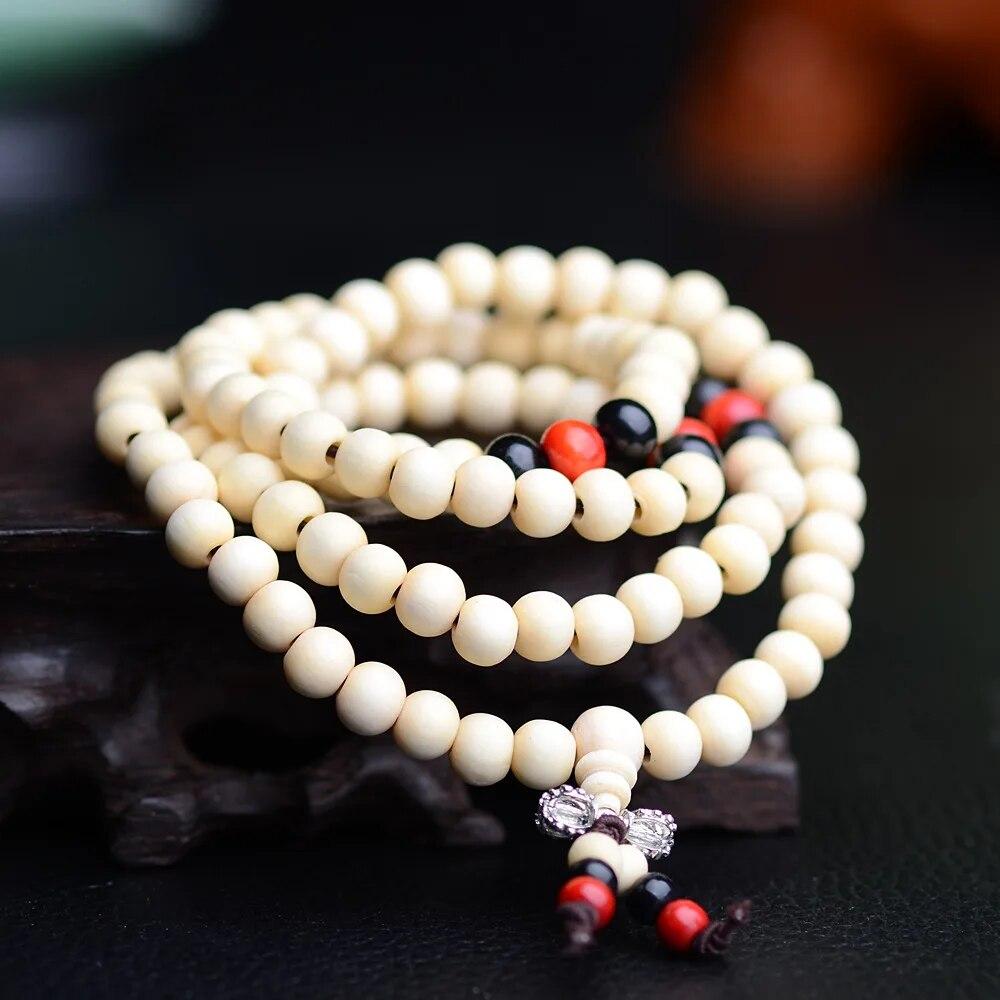 Модные браслеты, натуральные бусины из палисандра 6 мм, 108 браслеты Будды для мужчин и женщин, длинный браслет, подарок на религию, тибетские украшения
