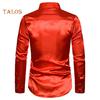 Men Solid Color Long Sleeve Shiny Sequins Buttons Stage Business Nightchlub Shirt