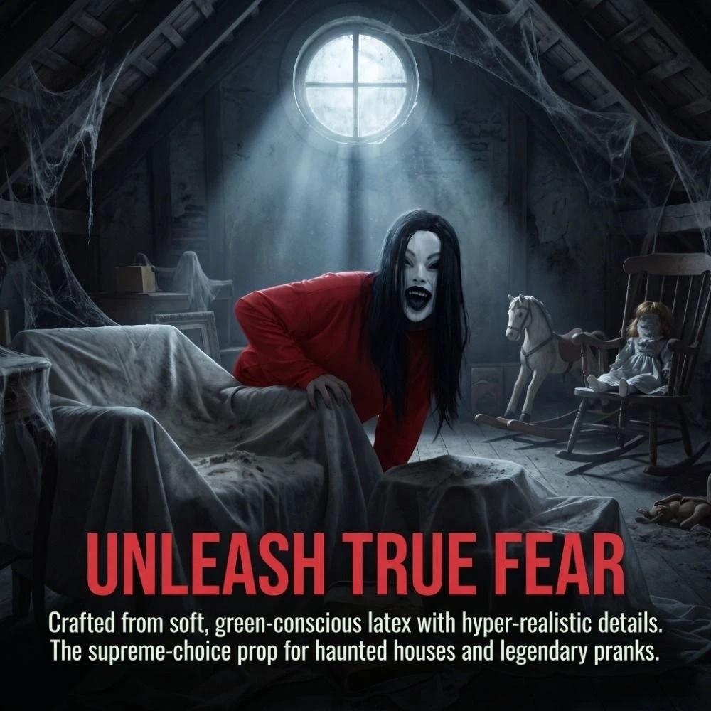 Latex Mask Halloween Decoration Long Hair Party Cosplay Costume Creepier Headgear Ghost House