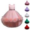 Children's Dress Princess Dress With Bow Solid Color Tail Dress Performance Cake Dress