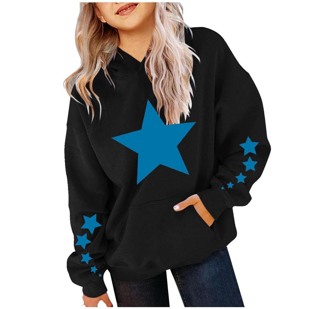 Women's Hooded Gradient Printed Long Sleeved Sweatshirt Loose Women's Sweatshirt  Sweatshirt