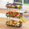 3 Tier Countertop Fruit Basket Bread Bowl for Kitchen, Stackable Vegetable Potato Onion Storage Wire Basket with Banana Hangers