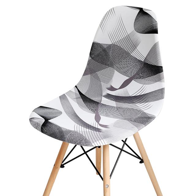 Новый стиль, чехол на стул в виде ракушки с принтом, эластичный чехол для кухни, безрукий, чехлы на обеденный стул, моющийся эластичный чехол на сиденье для банкета, дома