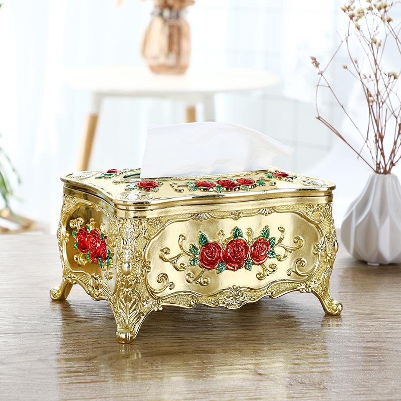 Акриловая коробка-диспенсер для салфеток с золотой окантовкой, 18x12x9см - Креативный маленький настольный держатель для салфеток