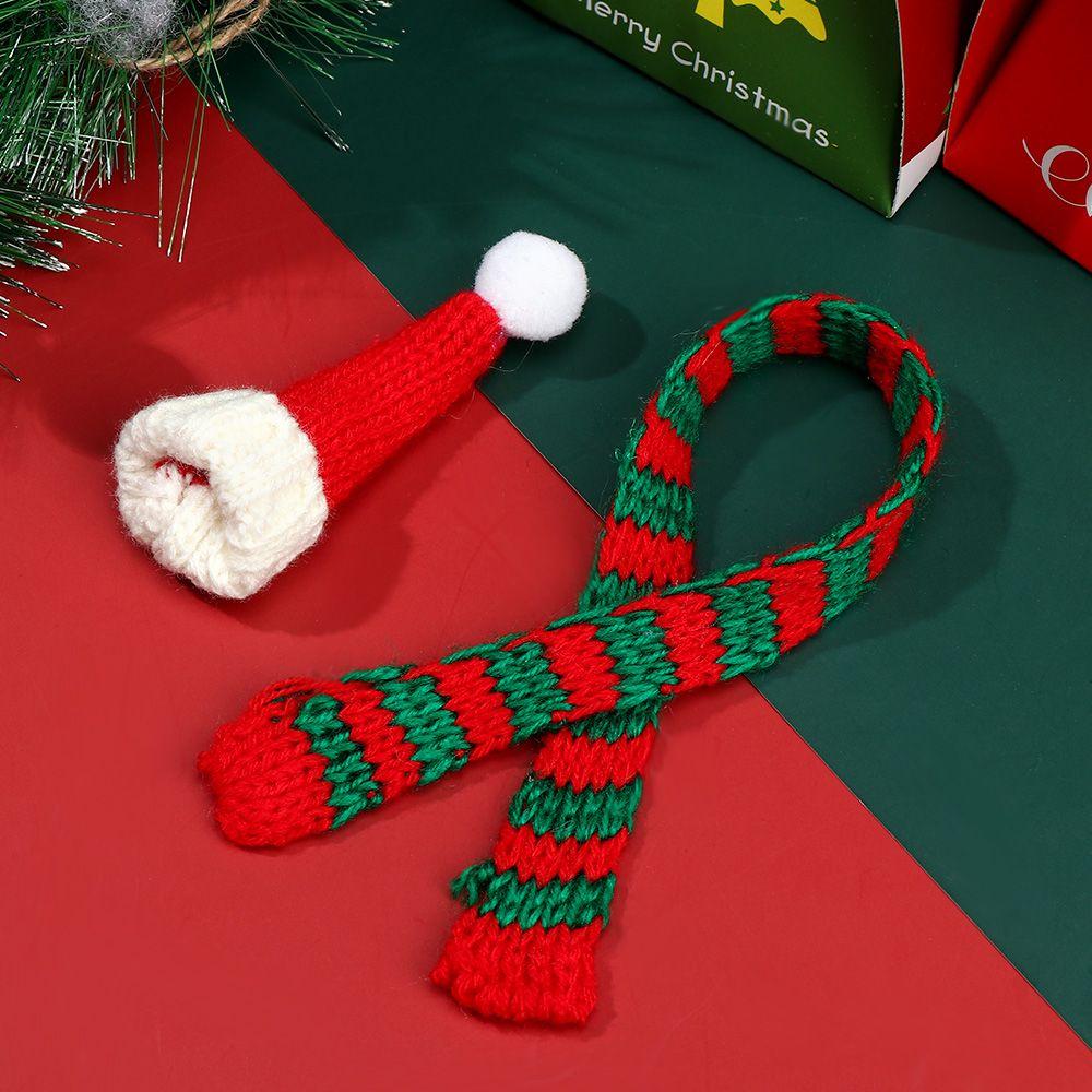 Clothes Dollhouse Accessories Doll Scarf Hat Knitted Scarves Mini Christmas Caps Handmade Material