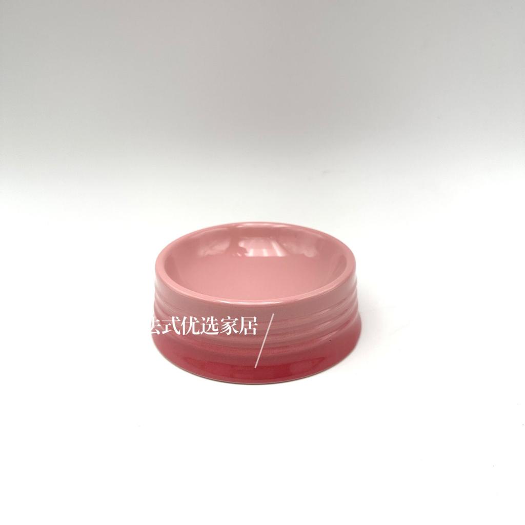 12cm/5cm French Rainbow Home Short Footed Pet Bowl Ceramic Cat and Dog Bowl Large Capacity Anti Spill Snack Bowl Gradient Color