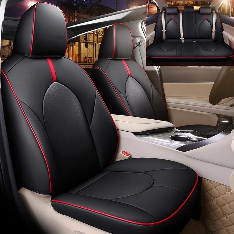 Чехлы на сиденья автомобиля из искусственной кожи для Toyota Camry 2018 2019 2026 2026 2026 Водонепроницаемые автомобильные подушки на сиденья Премиум Полный комплект