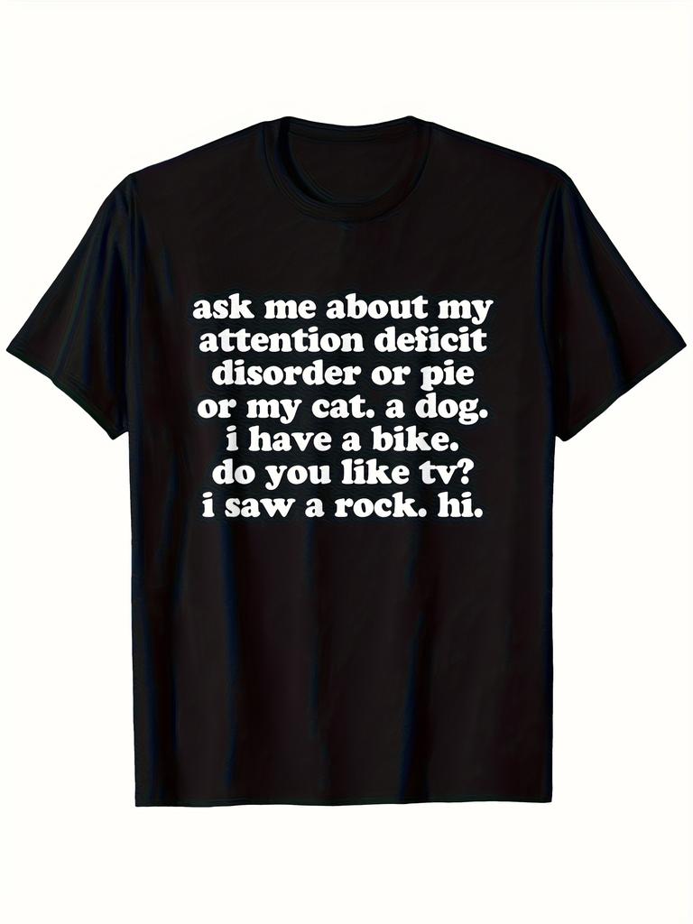 Men's T-shirt, Black Fun Trendy T-shirt, Comfortable, Summer Short-sleeve, All-season T-shirt, Fun Print, Sizes S, Heavy