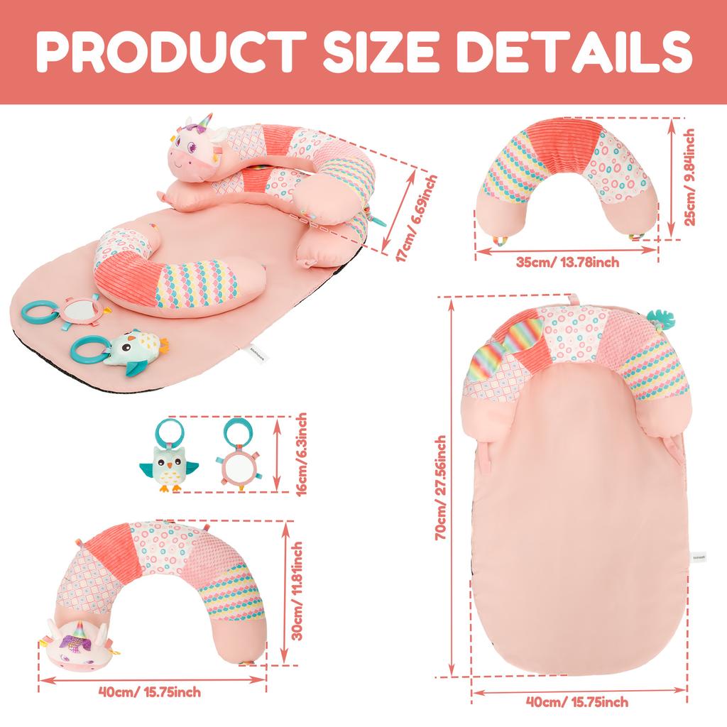 Tummy Time Seated Pillow Easy Cleaning Portable Baby Sitting Support Pillow With Adjustable Belt for Newborn Boy and Girl