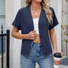 Women's Fashionable And Versatile Casual V-Neck Knit Button Short Sleeve Cardigan Top