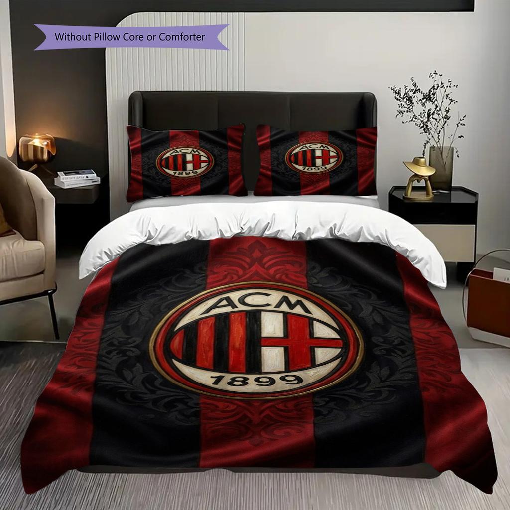 AC Milan Legacy: Passion Field Three-piece set (1 * duvet cover + 2 * pillowcase, without core) Duvet cover and pillowcase Bedding set