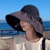 UV Protection Woven Empty Top Cap Sunscreen Vinyl Sun Hats Casual Wide Brim Bucket Hat  Seaside