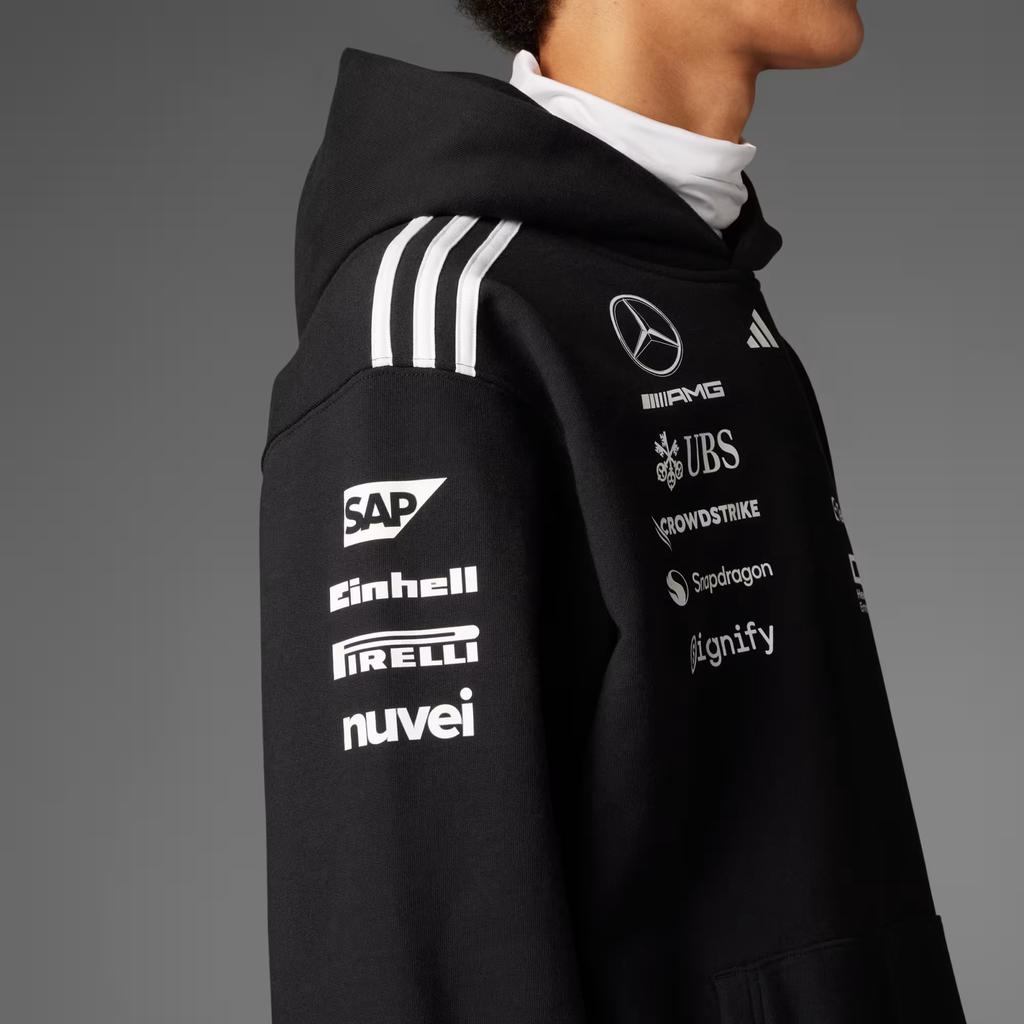 Adidas X Mercedes-Amg Petronas F1 Team Ss25 Удобный Универсальный Повседневный Полосатый Свитшот с Длинным Рукавом Мужской свитшот Черный JW5385