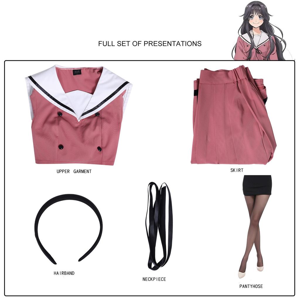 AnimeThe Fragrant Flower Blooms With Dignity Waguri Kaoruko Cosplay Costume Long Wig JK Top skirt Uniform Carnival Women suit