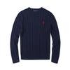 Baoluo Original Little Horse Men's Sweater - Autumn/Winter Cable Knit, Round Neck, Embroidered, Pure Cotton Knitwear