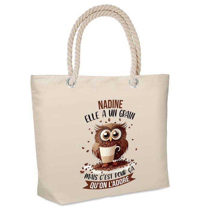 Sac de plage - PLANETEE - isotherme Nadine Chouette Grain - Coton - Grande contenance - Imprimé en France