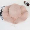French Style Folding Straw Hats Wide Brim Women's Sun Hat Fashion Pearls Strap Straw Hat  Outdoor