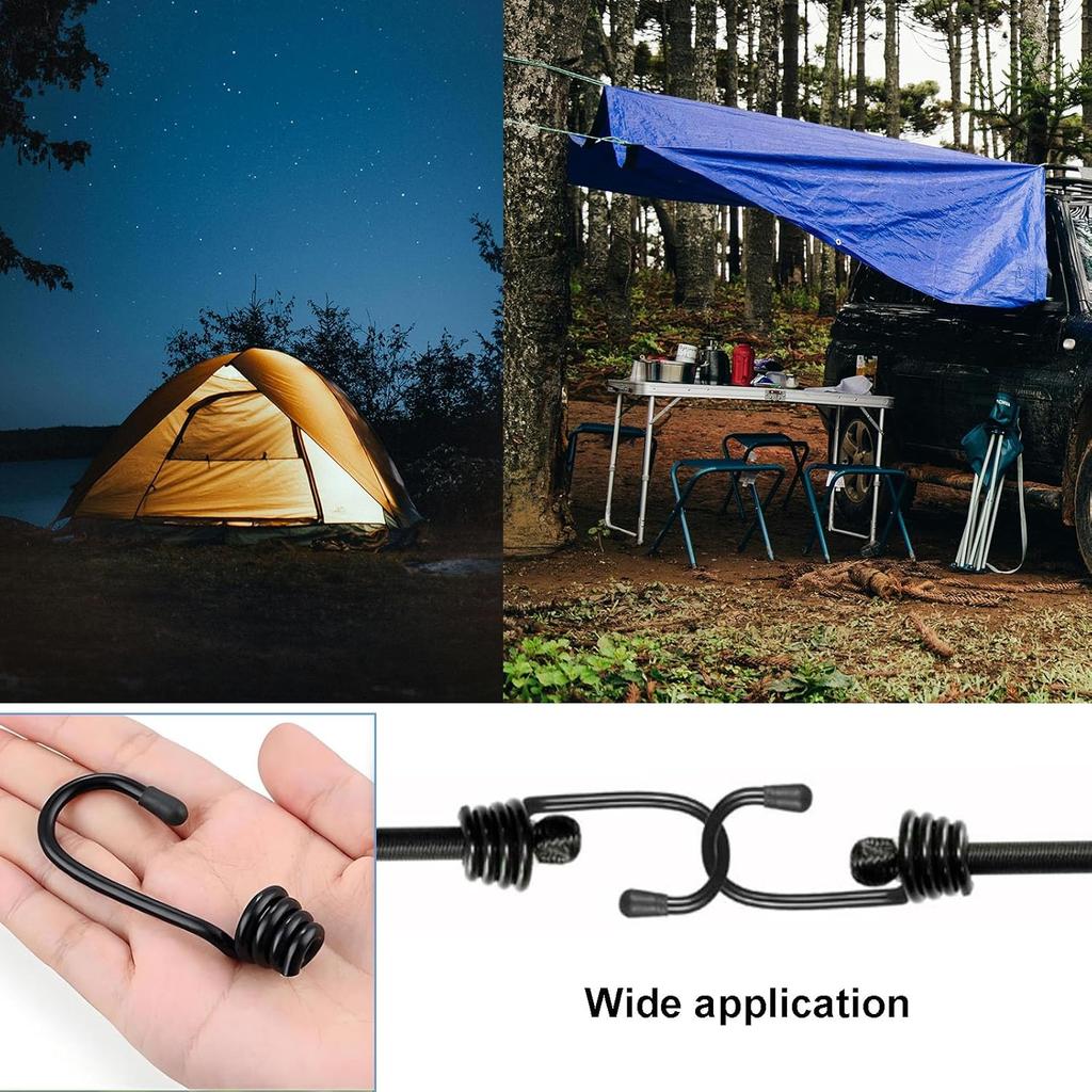 10 шт. крючки-банджи, спиральные крючки-банджи, крючок для шнура, проволочные крючки, концы с 10 шт. зажимов-хог-рингов для лодок, кемпинга, брезентов, эластичной веревки, крепежной ленты (1/4