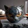 Mini Cat Stone Resin Cat Head Figurine Collectible Healing Stone Marble Texture Cat Stone Keepsake Gift for Cat Lovers Women Men