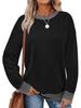 2025 Women's Color Block Round Neck Sweatshirt - European & American Style, Long Sleeve, Loose Fit, Ribbed Trim Fashion.