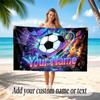 Soccer Theme Beach Towel Personalized Custom Name & Text Soft Quick Dry Beach Towel for Swimming Travel