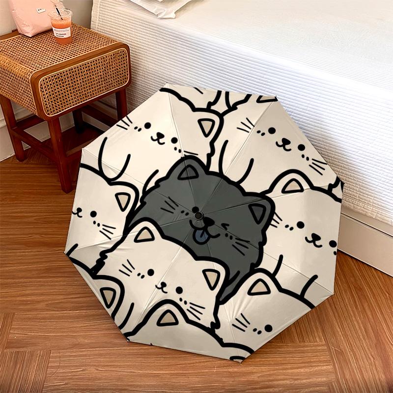 1 шт. chow Автоматический складной зонт - Мультяшный узор, Портативный и складной дизайн с 8 спицами, Рождественские и Новогодние подарки