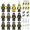 Jinzhi M8141 Средневековая золотая корона Синий Лев Армия Европейский солдат Частица Минифигурка Строительный блок Игрушка
