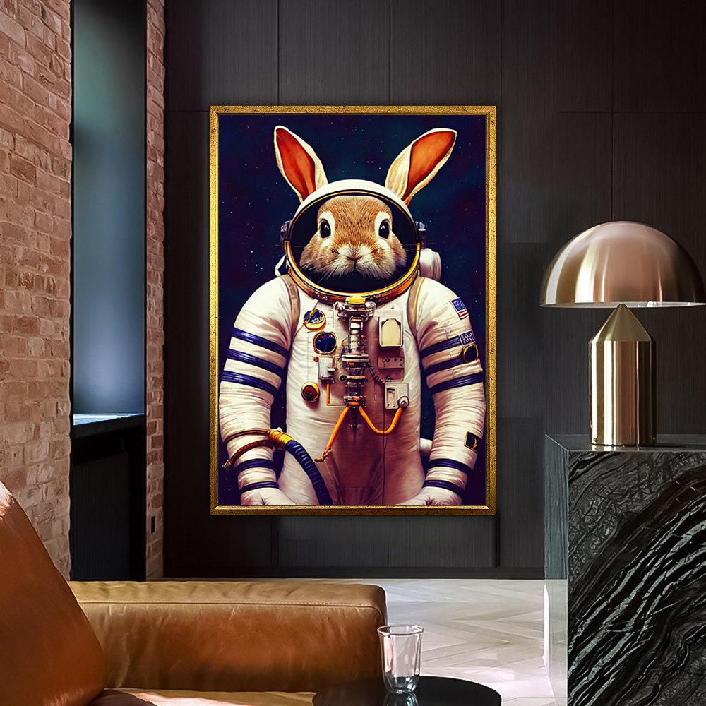 Retro Steampunk Cat Wolf Astronaut Rabbit Poster Art Canvas Painting Funny Animal Tiger Gorilla Poster Living Room Home Decor