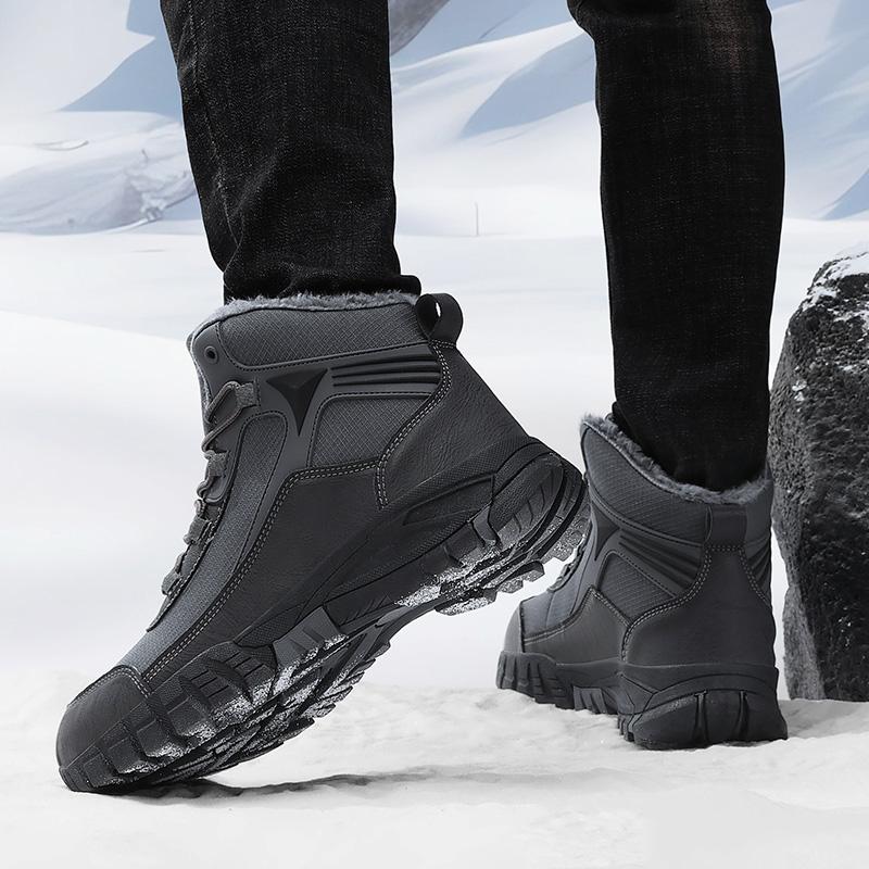 Men Combat Snow Boots Winter Warm Work Desert Boots with Fur High Top Outdoor Hiking Boots Large Size