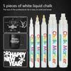 5 Pcs White Liquid Chalk Markers Erasable Chalk Marker Pen Easy To Use Chalkboard Markers for Chalkboards Signs Glass