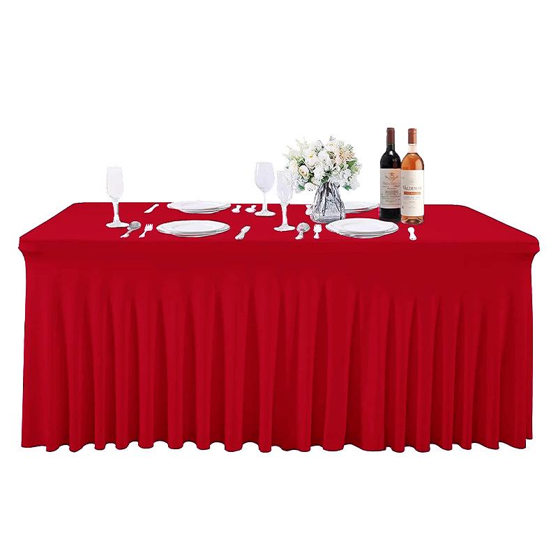 Solid Color Stretch Rectangular Table Skirt for Banquets and Conferences