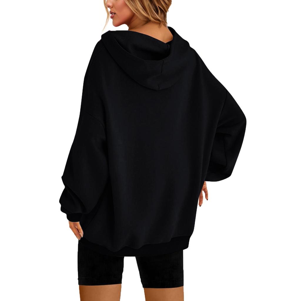Women's Round-Neck Long-Sleeved Printed Top Hooded Sweatshirt