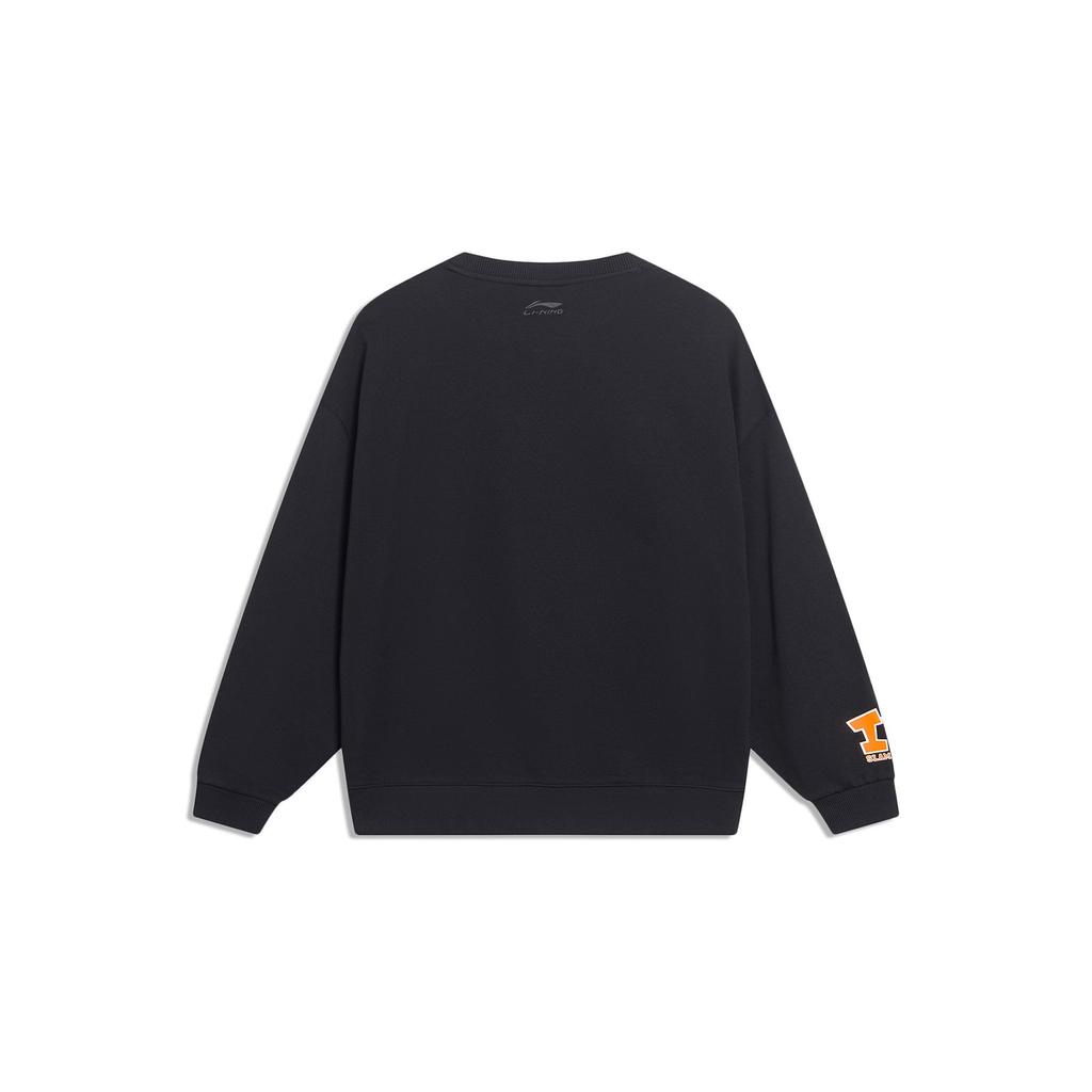 Li-Ning Спортивная модная серия с буквенным принтом и круглым вырезом, топы унисекс, черный AWDT553-2