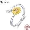 925 Sterling Silver Sunflower Open Finger Ring Gold Color Sunflower Delicate Jewelry Gift