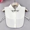 Elegant White Black Fake Collar for Womens False Collar Sweater Shirt Female Handmade Rhinestone Beads Detachable Collar