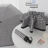 Automatic Three-Fold Houndstooth Umbrella with UV Protection
