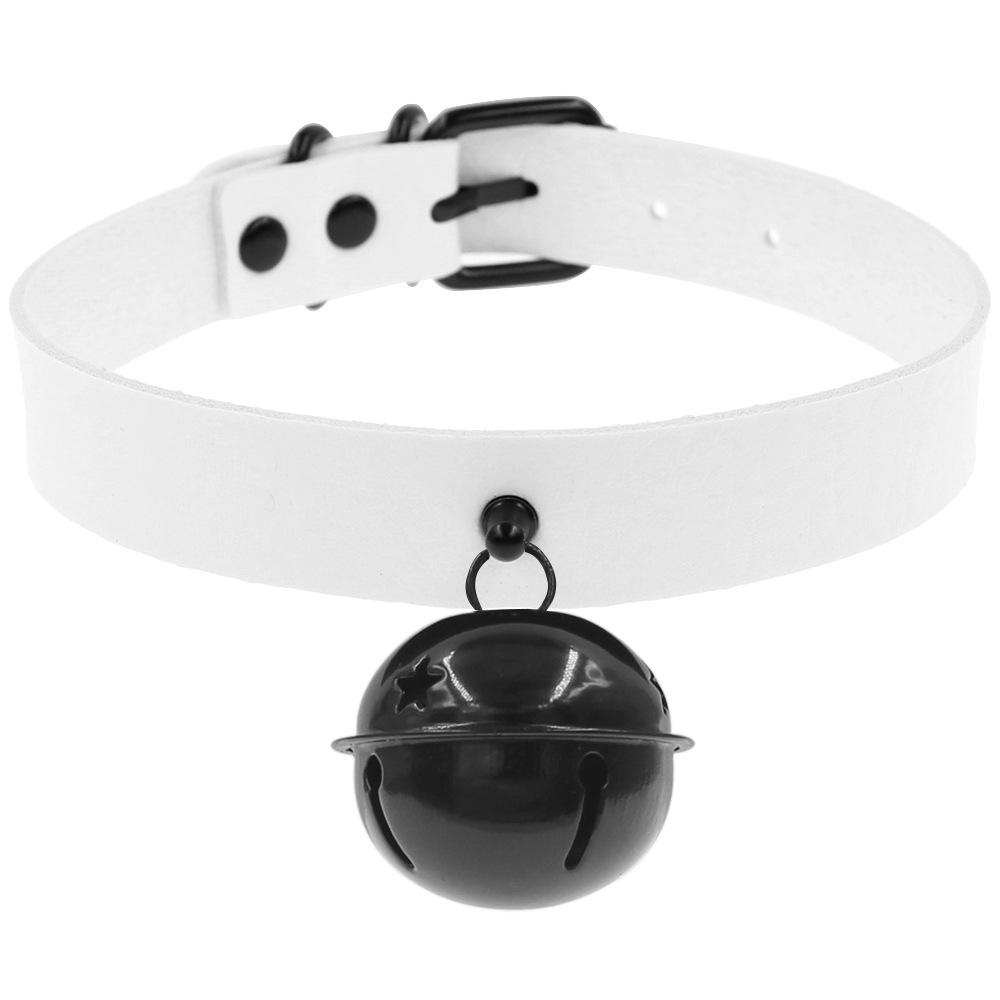 Стильный черный ошейник из искусственной кожи в стиле Харадзюку с подвеской-колокольчиком