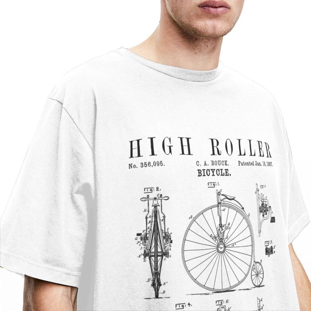 Винтажные футболки с рисунком велосипеда на высоких колесах, одежда для мужчин и женщин, хлопковая ретро-футболка с изображением велосипеда и пенни-фартинга, короткий рукав