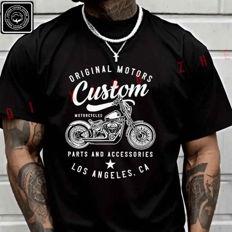 Vintage Racer And Biker Moto T Shirt Men's Cotton Casual Short Sleeved Round Neck T-shirt Tee