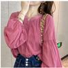Spring and Summer New Simplicity Solid Color Trend Splicing Buttons Fashion Commuting Versatile Round Neck Long Sleeved Shirt