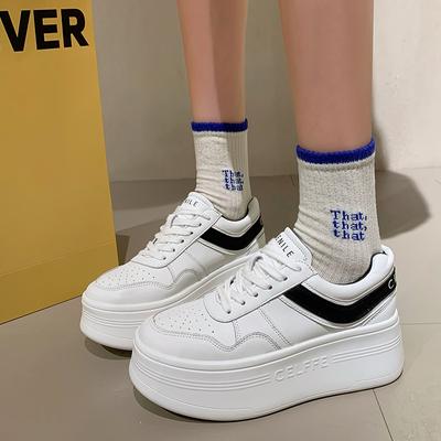 Мода 2024 Бренд Мода Новые Женские Кроссовки Толстая подошва Женские На шнуровке Вулканизированная обувь Повседневная Дышащая Нескользящая Женская обувь