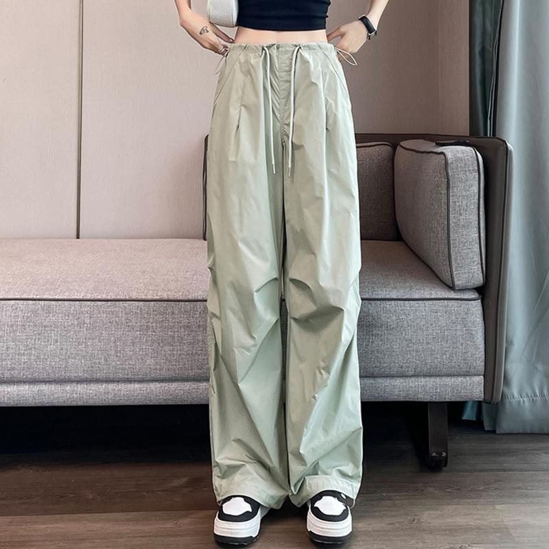 Модные элегантные женские брюки-карго, свободные повседневные быстросохнущие брюки-харлан на шнурке, лето-весна, простые плиссированные брюки 515