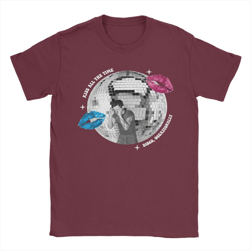 Harrys Styles Kiss All the Time Disco Occasionally TShirts for Unisex Cool Cotton Tee Shirt Crewneck Short Sleeve T Shirt