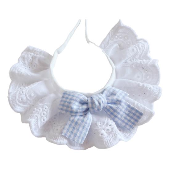 Pet Lace Bib Collar Adjustable Pet Bandana with Bow Handmade Sweet Lace Neck Scarf for Pet Birthday Dress Up Accessories