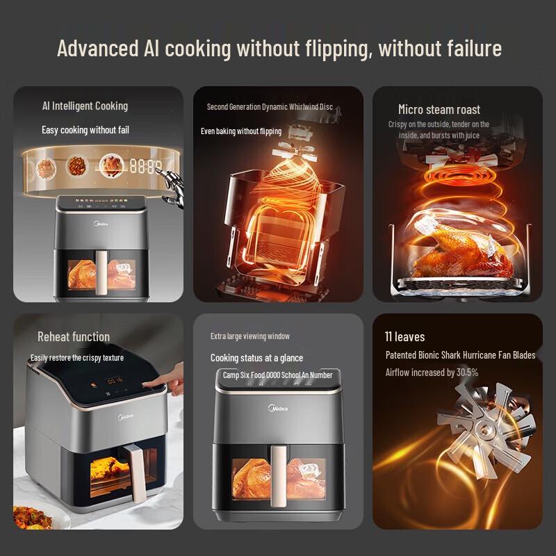 Midea AI Smart Visible Air Fryer CN plug (adapter included)